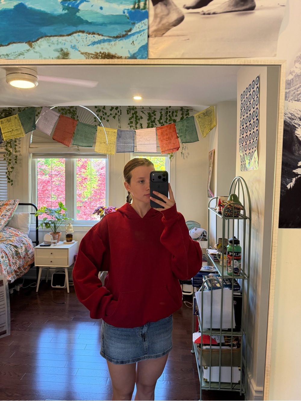 Skims Burgundy Red Hooded Sweatshirt